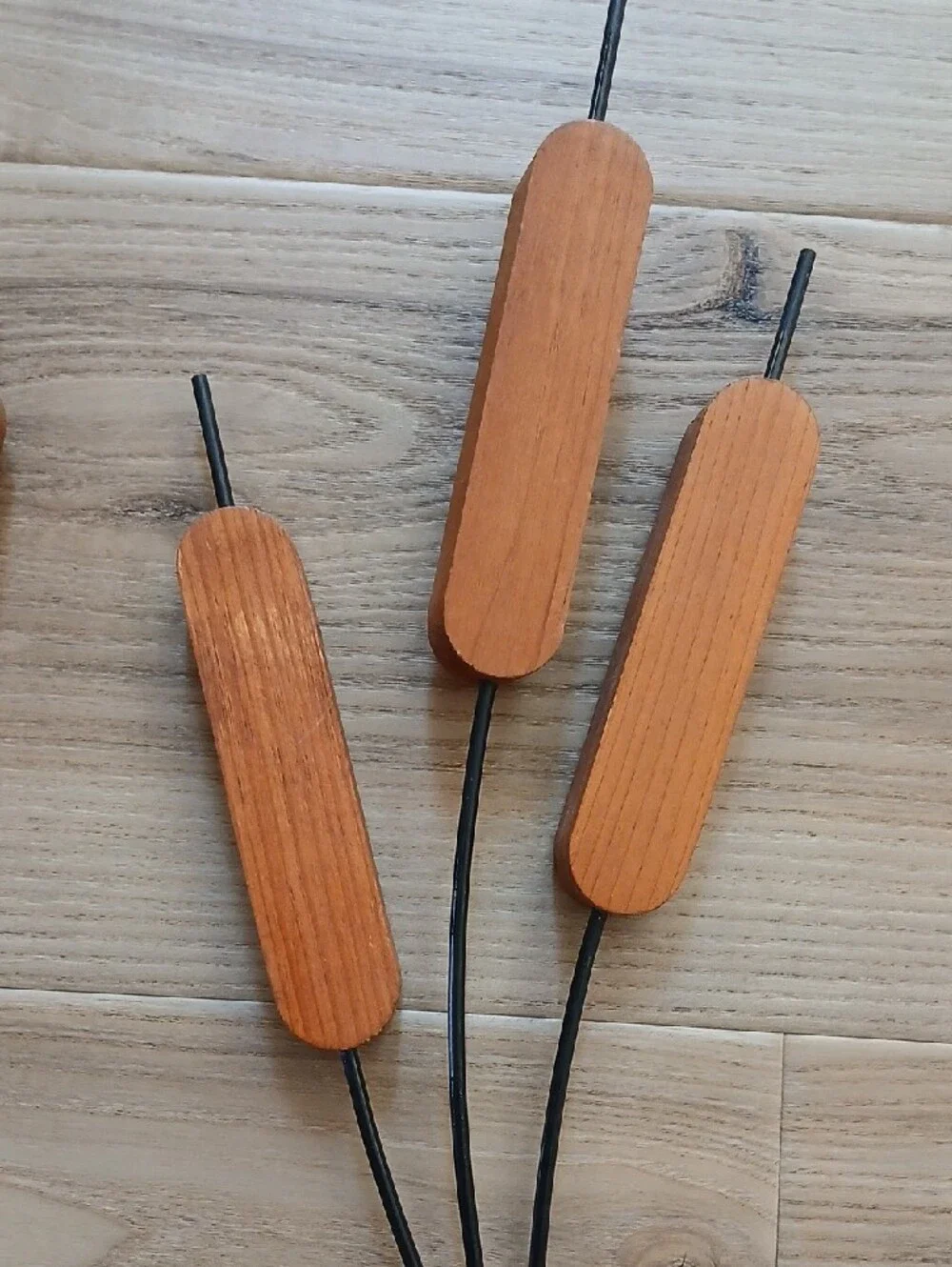 Set of 3 Wood/Metal Cattails Wall Art Decor